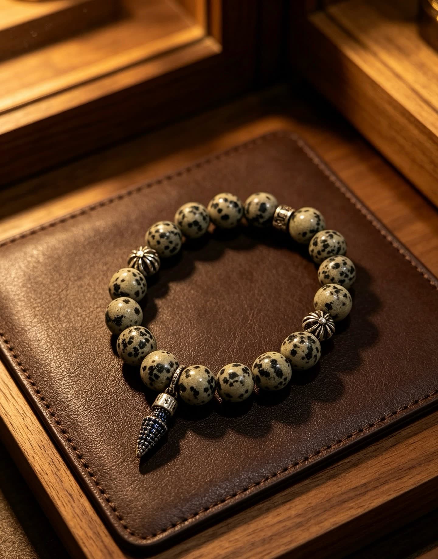 Chrome Hearts Beaded Bracelet with Silver and Blue Accents
